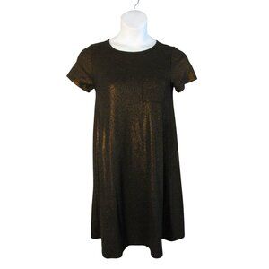 LuLaRoe XS Elegant Collection Black Bronze Shimmer Carly Dress Stretch